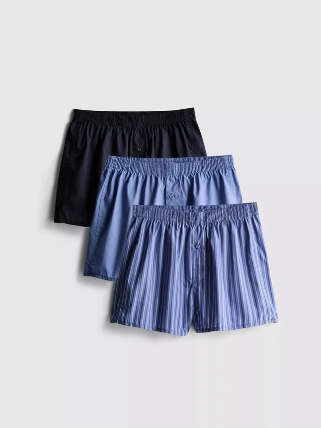 3-pakning med boxershorts med knappelukking