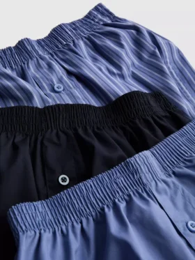 3-pakning med boxershorts med knappelukking
