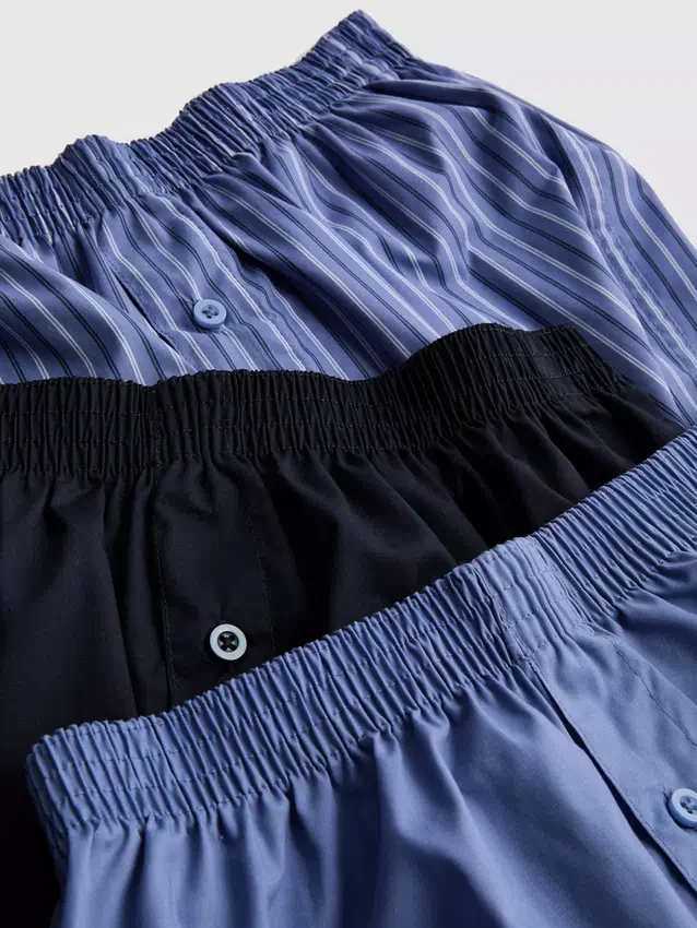 3-pakning med boxershorts med knappelukking