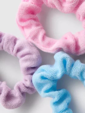3-pakning med frotté-scrunchies