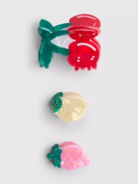 3-pakning med fruktformede hårklemmer