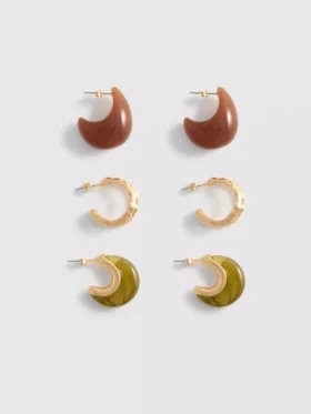 3-pakning med hoop-øreringer i resin