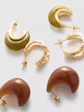 3-pakning med hoop-øreringer i resin