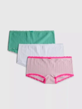 3-pakning med pointelle mini-shorts