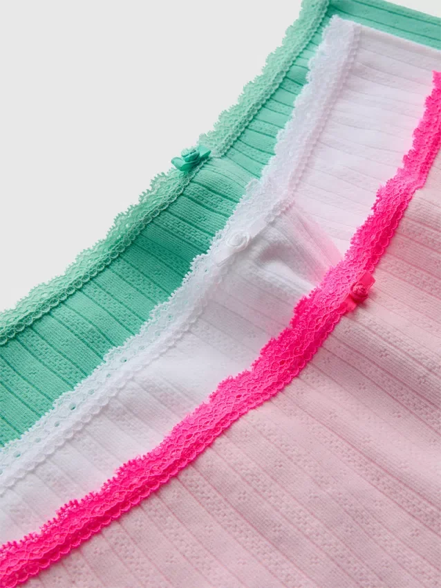 3-pakning med pointelle mini-shorts