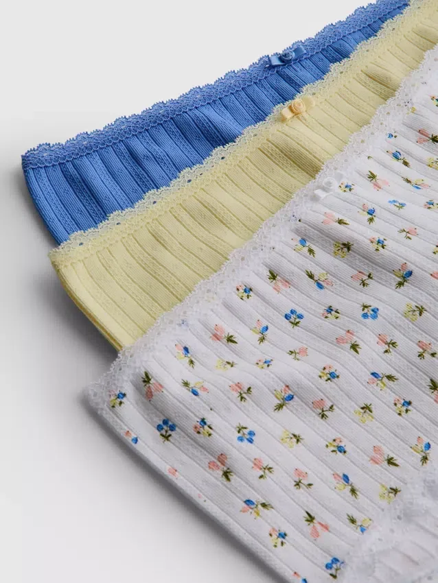 3-pakning med pointelle mini-shorts
