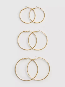 3-pakning med store hoop-øreringer