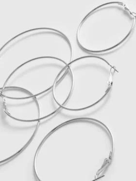 3-pakning med store hoop-øreringer