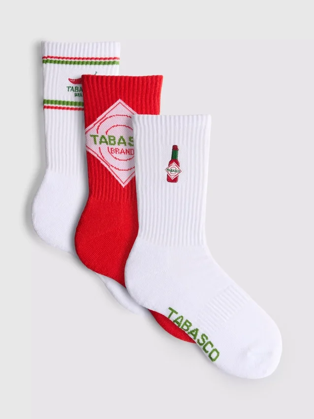 3-pakning med Tabasco-sokker