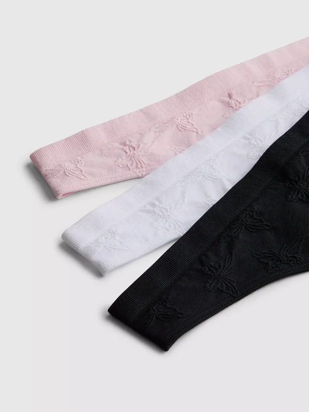 3-pakning sømløse jacquard-tangaer