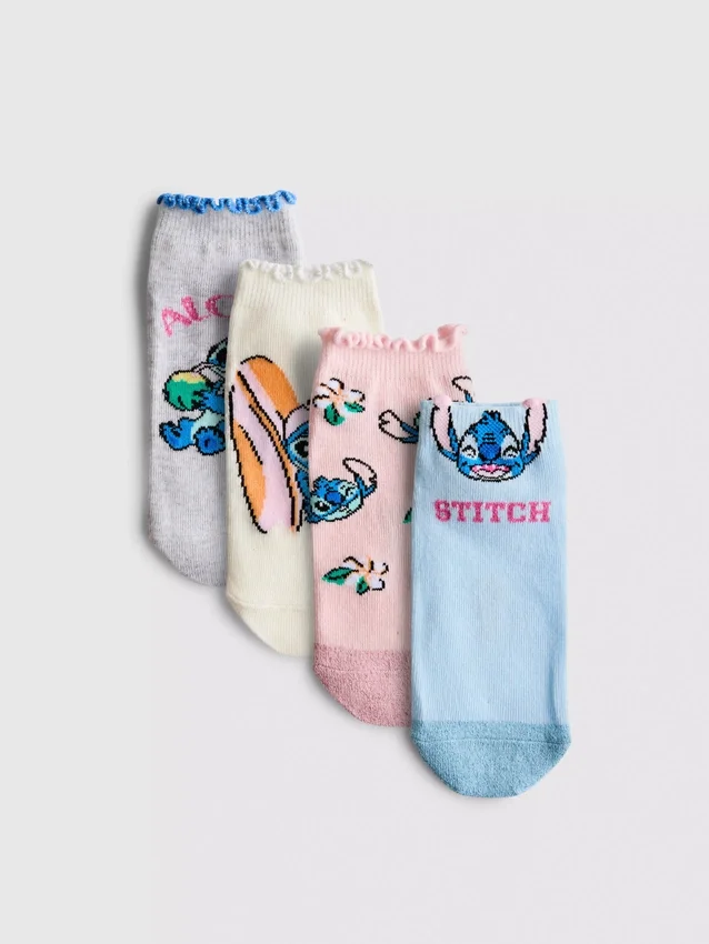 4-pakning med Disney-Stitch-sneakersokker