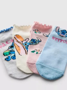 4-pakning med Disney-Stitch-sneakersokker