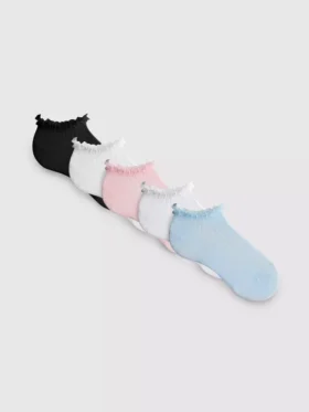 5-pakning med sneakersokker med tyllkant