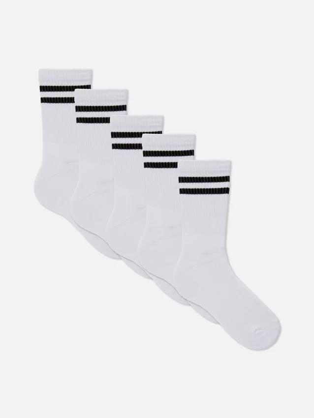 5-pakning med stripete sokker