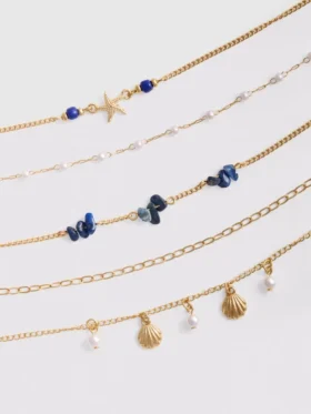 6-pakk med choker-kjeder med havmotiver