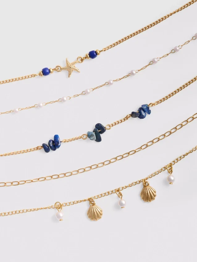 6-pakk med choker-kjeder med havmotiver