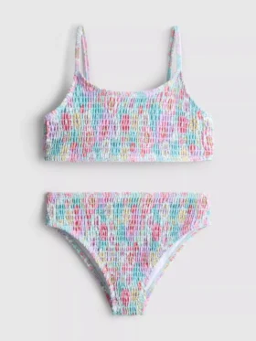 7–15 år | blomstret bikini med rynket topp