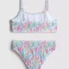 7–15 år | blomstret bikini med rynket topp