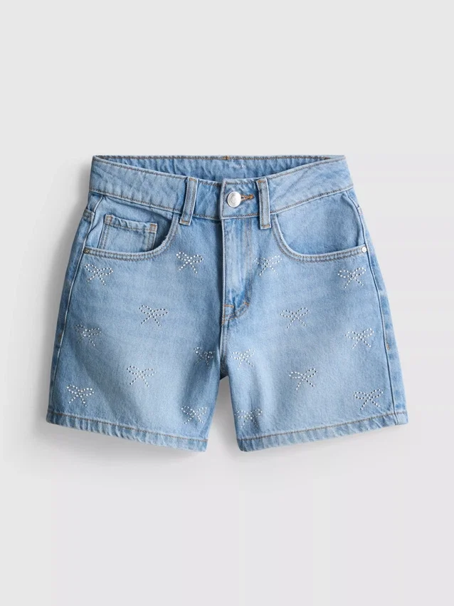 7–15 år | denimshorts med strassbue