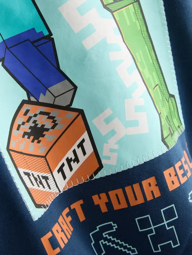 7–15 år | Hettegenser med Minecraft-motiv, med høyt bomullsinnhold