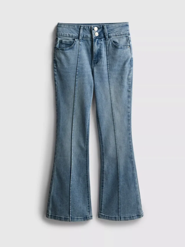 7–15 år | Jeans med pintuck og utvidet ben