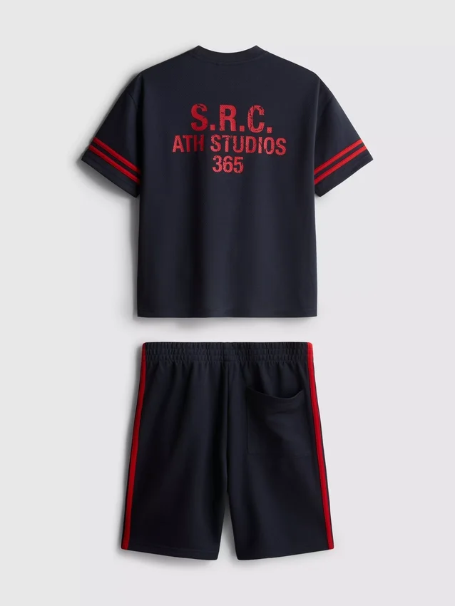 7–15 år | sett med aktiv mesh-T-skjorte og shorts