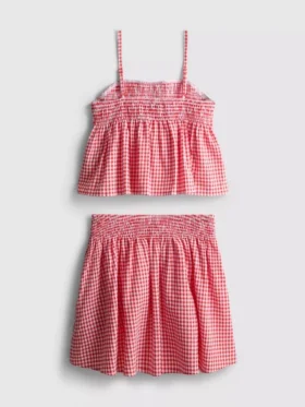 7–15 år | sett med gingham-bluse og skjørt