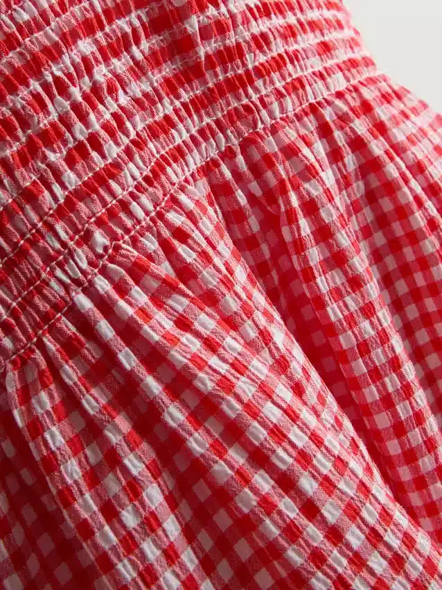 7–15 år | sett med gingham-bluse og skjørt