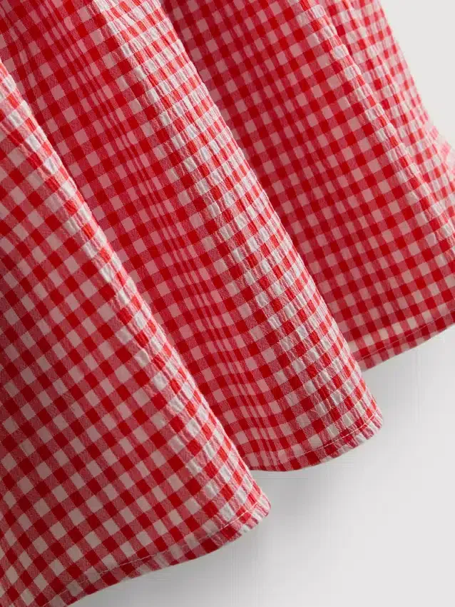 7–15 år | sett med gingham-bluse og skjørt