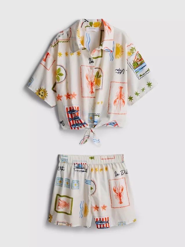 7–15 år | sett med skjorte med slipsdetalj og shorts