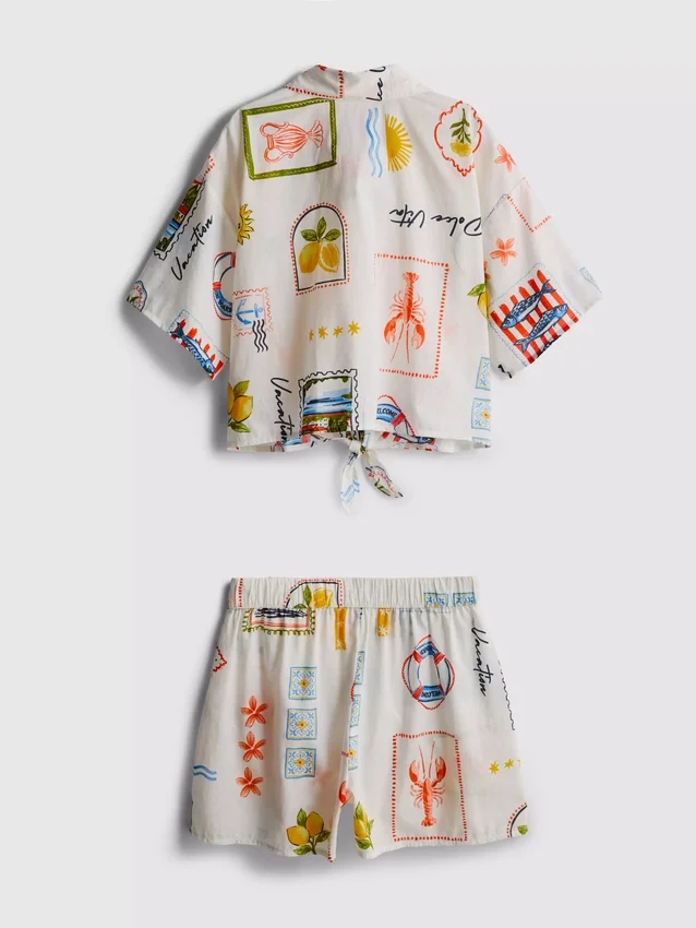 7–15 år | sett med skjorte med slipsdetalj og shorts