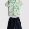 7–15 år | Sett med skjorte og shorts i slub-bomull