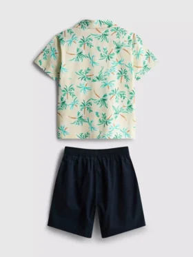 7–15 år | Sett med skjorte og shorts i slub-bomull