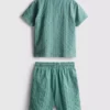 7–15 år | sett med strukturert kortærmet skjorte med knapper og shorts