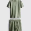 7–15 år | sett med strukturert poloskjorte og shorts