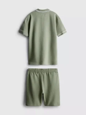 7–15 år | sett med strukturert poloskjorte og shorts