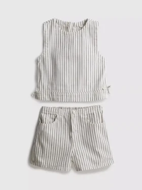 7–15 år | Stripet denim-sett med ermeløs topp og Shorts