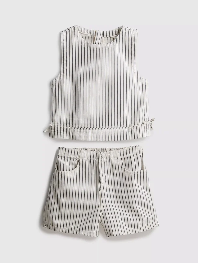 7–15 år | Stripet denim-sett med ermeløs topp og Shorts