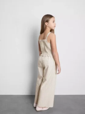 7–15 år | Stripet jumpsuit med rynket stoff