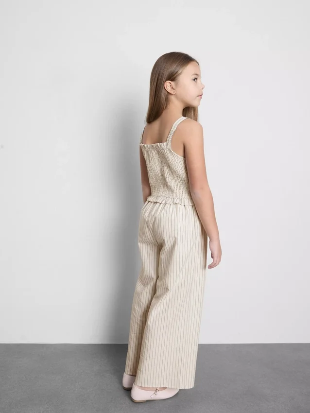 7–15 år | Stripet jumpsuit med rynket stoff