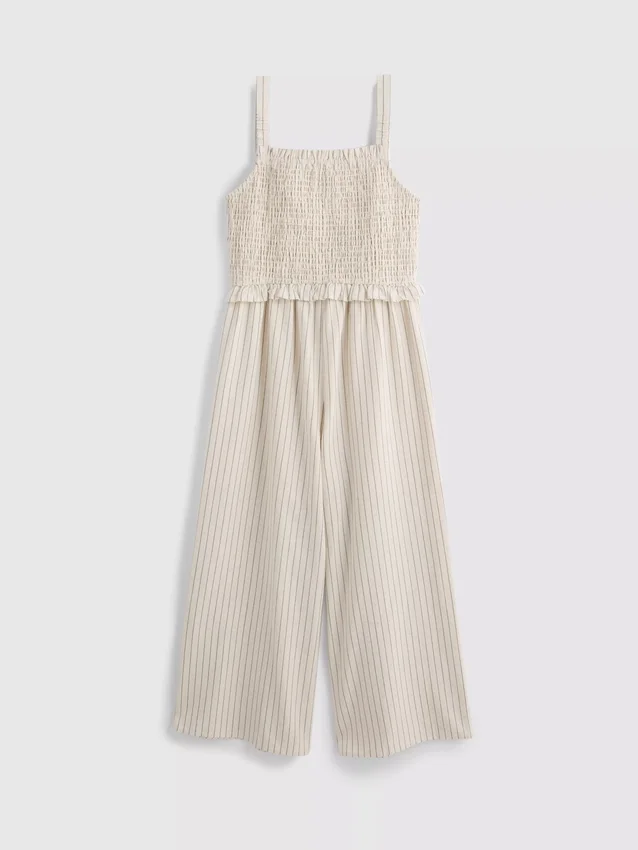 7–15 år | Stripet jumpsuit med rynket stoff