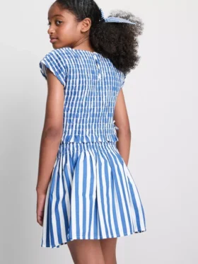 7–15 år | stripete bluse med rynk