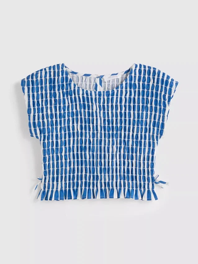 7–15 år | stripete bluse med rynk