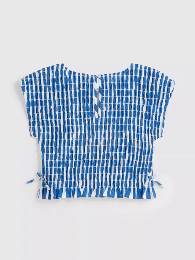 7–15 år | stripete bluse med rynk