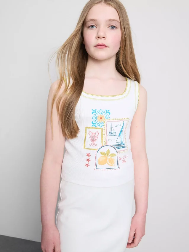 7–15 år | tank-top med kontrastsøm