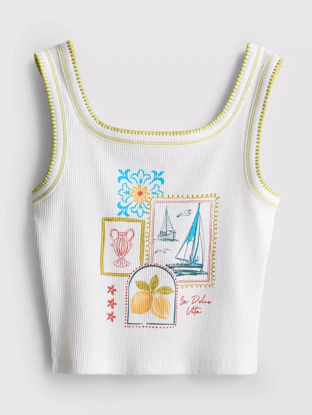 7–15 år | tank-top med kontrastsøm