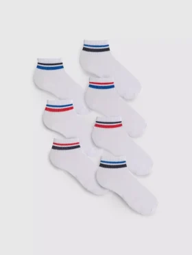 7-pakk med stripete kvartsokker