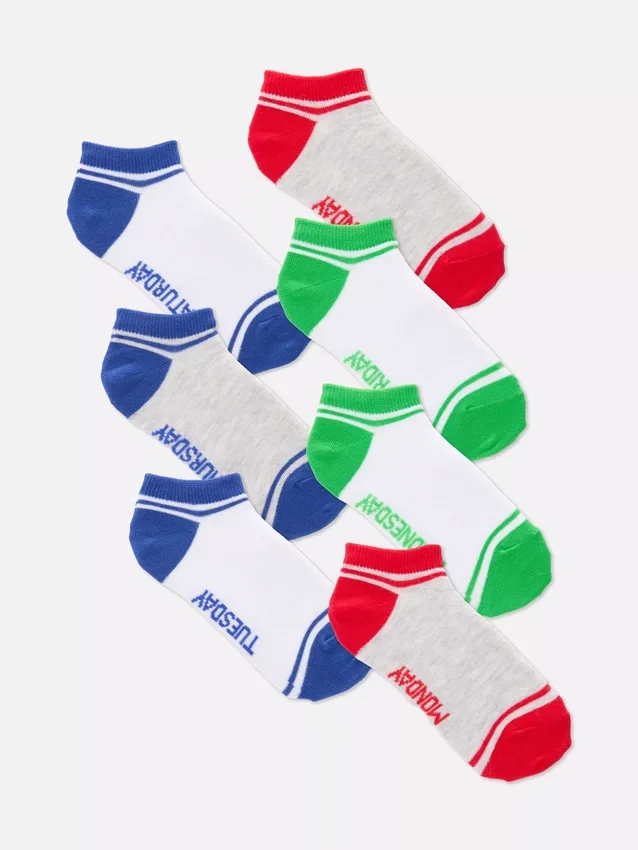 7-pakning med sneakersokker med ukedagene