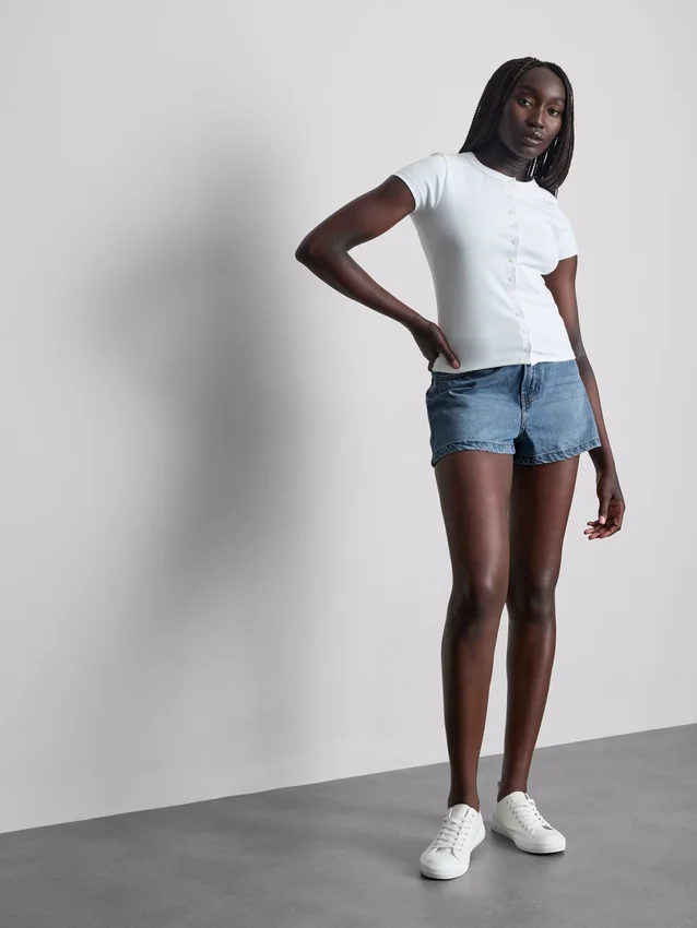 A-linje-shorts i bomullsdenim