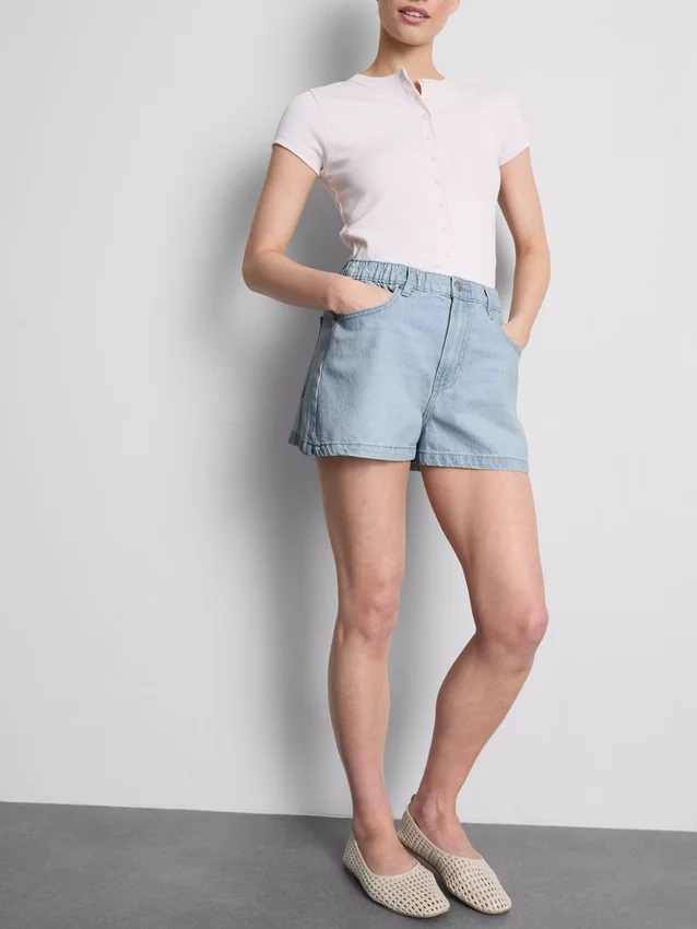 A-linje-shorts i bomullsdenim